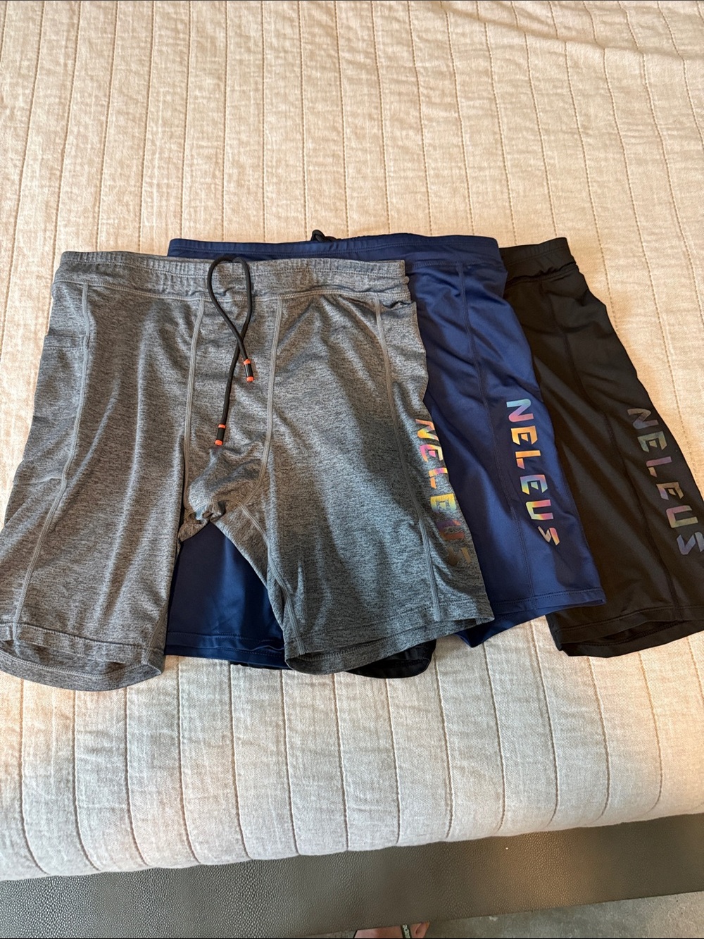 Neleus Men's Athletic Shorts - Gray, Navy, Black